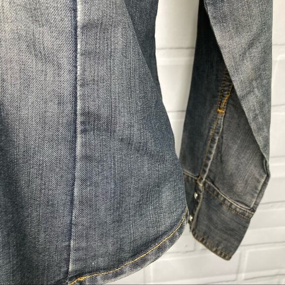 Judy’s Fashion Western Denim Pearl Snap Long Sleeve Shirt 13 - Picture 6 of 9